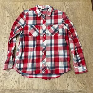 Levi’s Red White Blue Plaid Flannel Button Down‎ Medium
